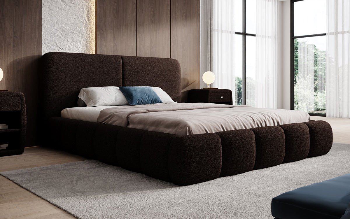 Designer-Polsterbett Lolita a Bouclé mat Stauraum