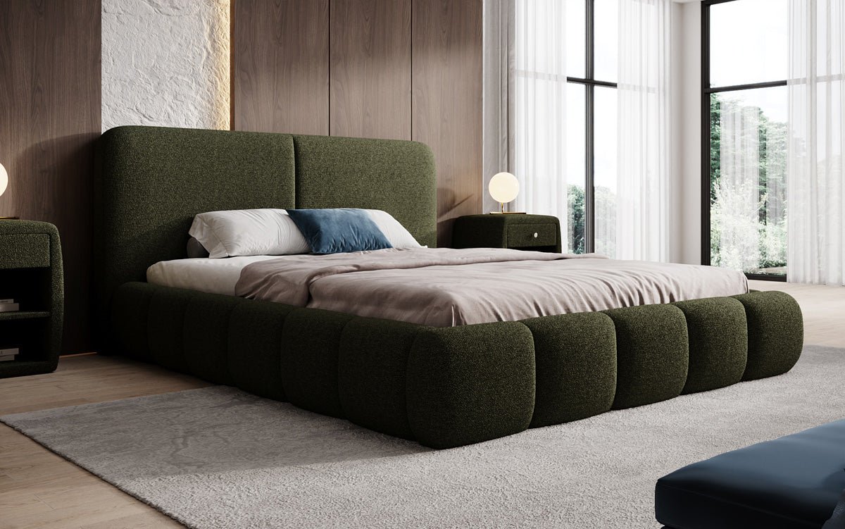 Designer-Polsterbett Lolita a Bouclé mat Stauraum