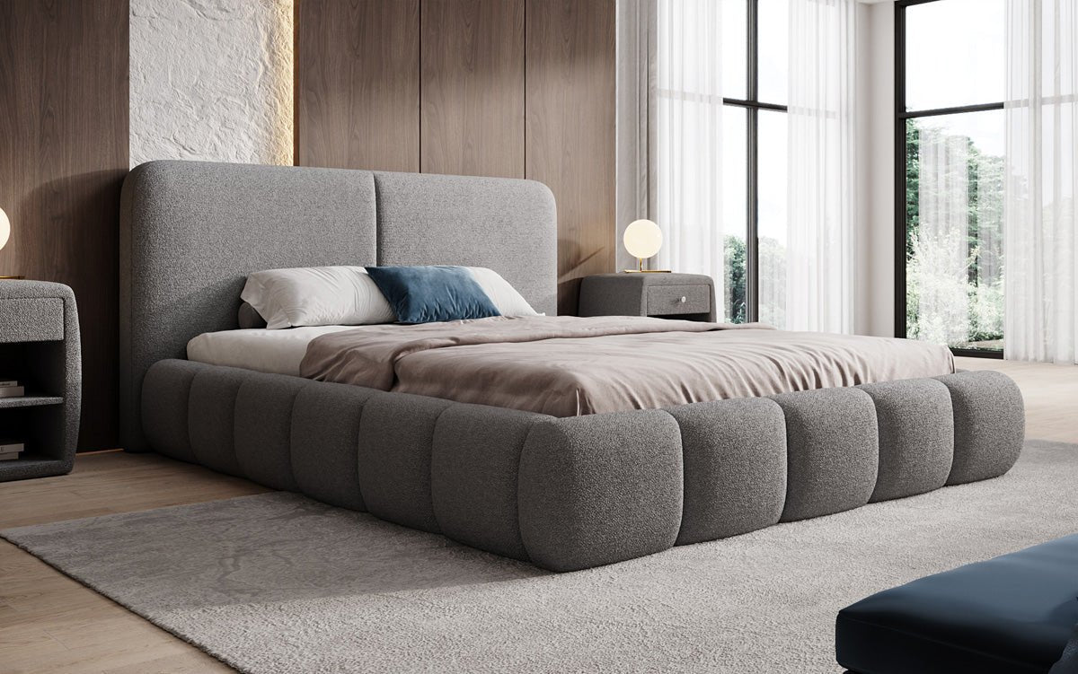 Designer-Polsterbett Lolita a Bouclé mat Stauraum