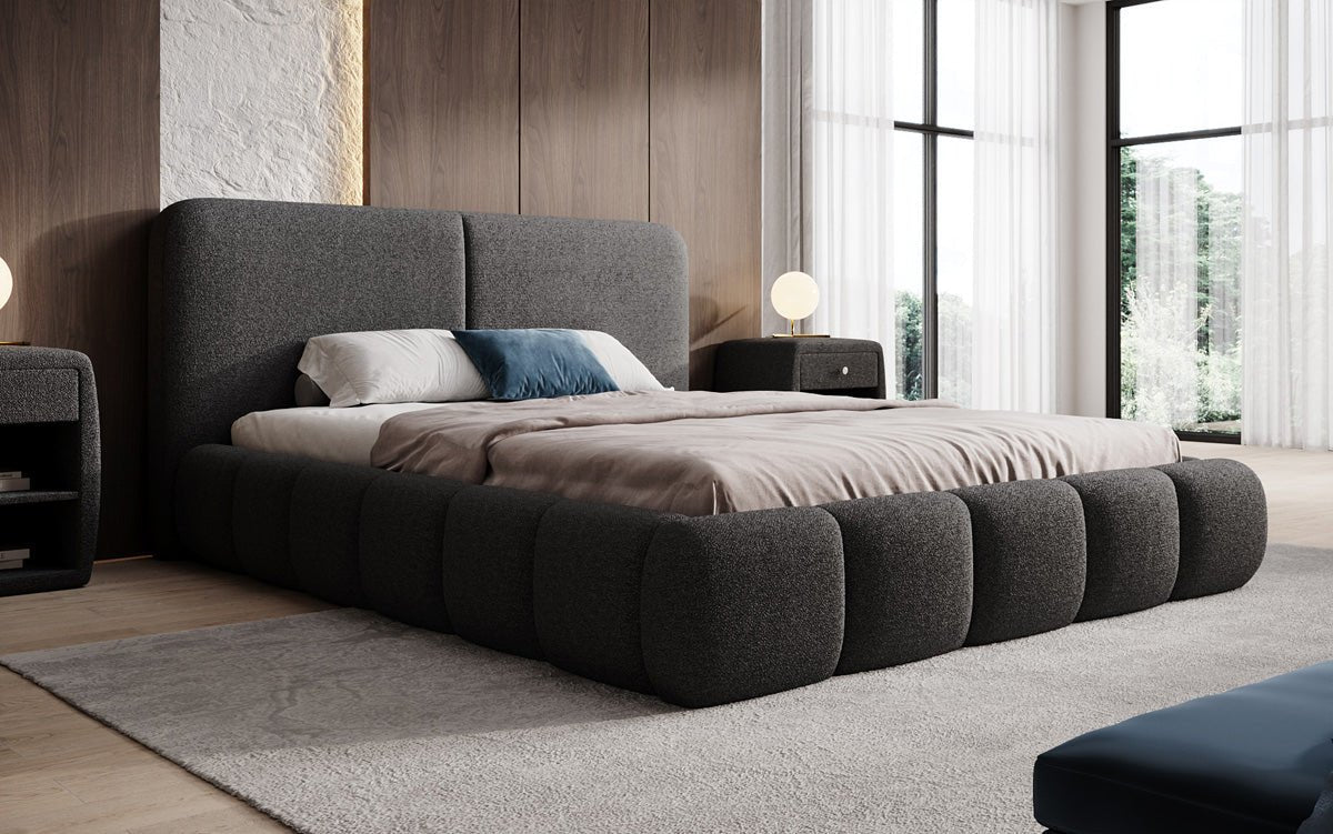 Designer-Polsterbett Lolita a Bouclé mat Stauraum