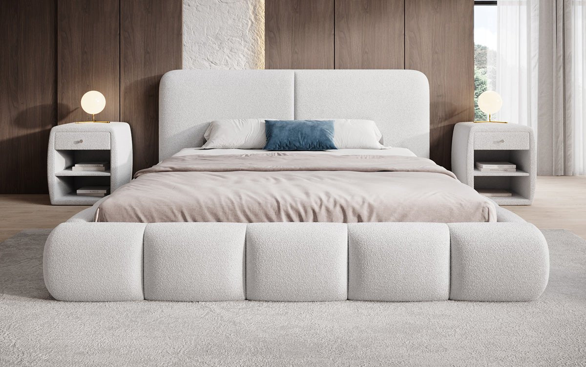 Designer-Polsterbett Lolita a Bouclé mat Stauraum