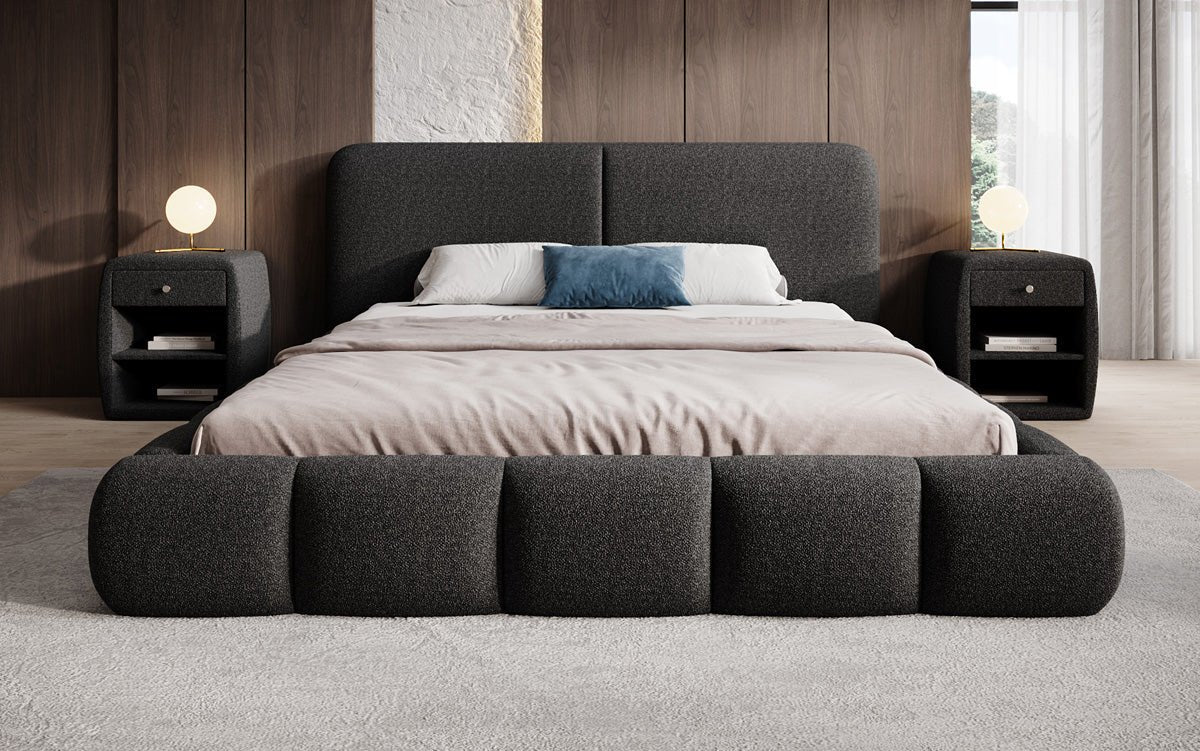 Designer-Polsterbett Lolita a Bouclé mat Stauraum