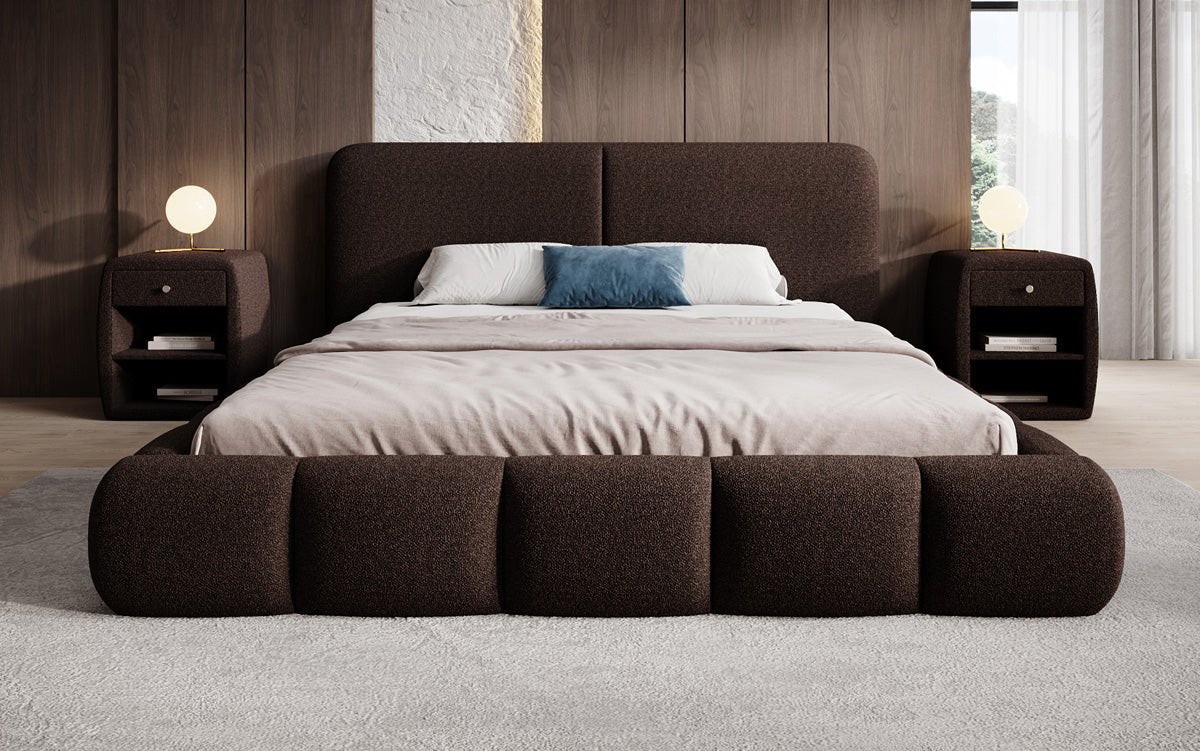 Designer-Polsterbett Lolita a Bouclé mat Stauraum