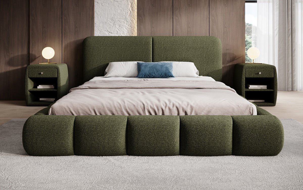 Designer-Polsterbett Lolita a Bouclé mat Stauraum