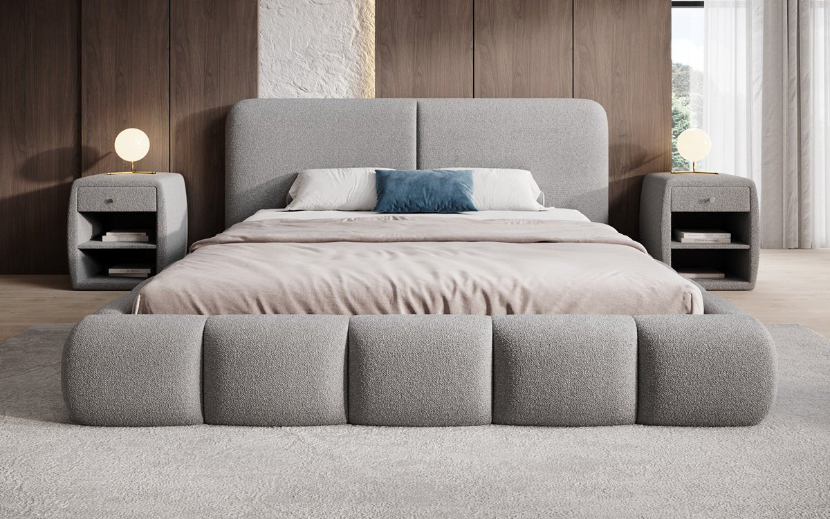 Designer-Polsterbett Lolita a Bouclé mat Stauraum