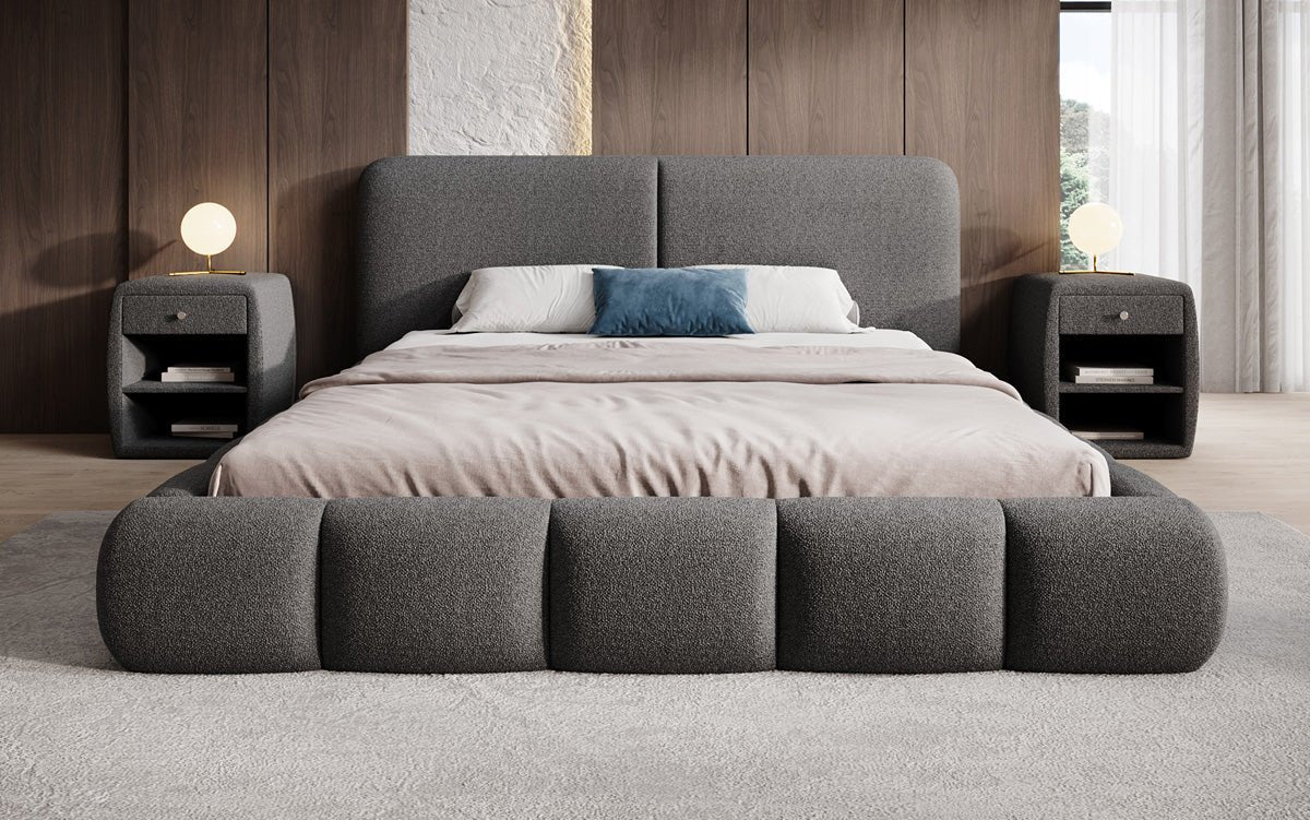 Designer-Polsterbett Lolita a Bouclé mat Stauraum