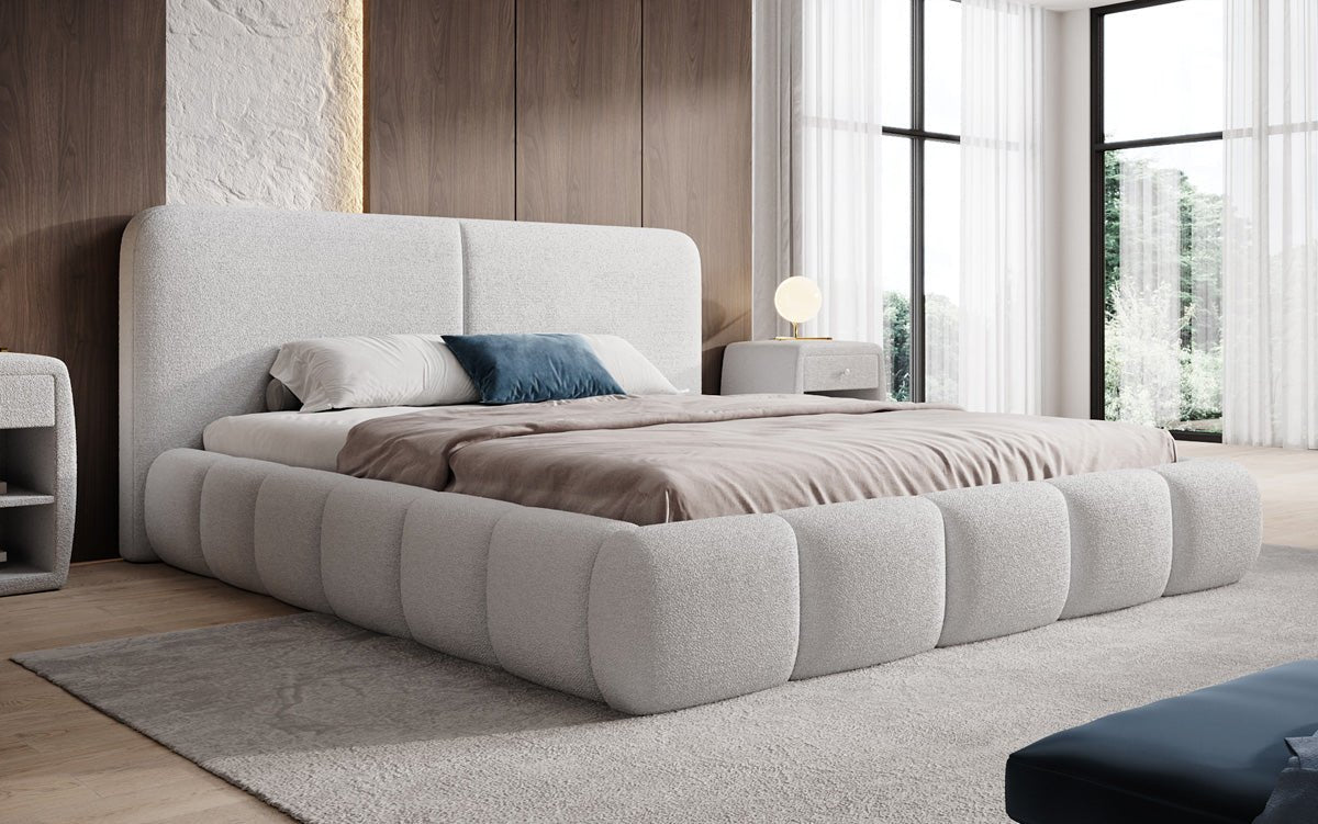 Designer-Polsterbett Lolita a Bouclé mat Stauraum