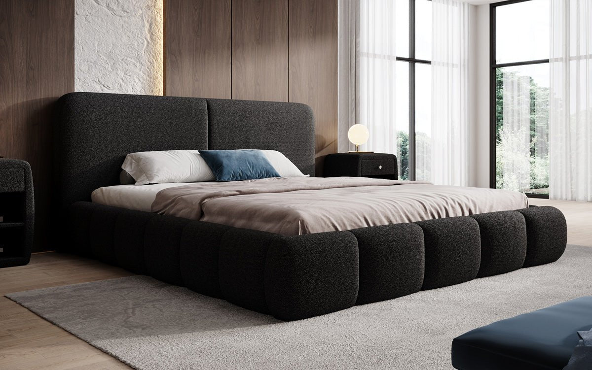 Designer-Polsterbett Lolita a Bouclé mat Stauraum