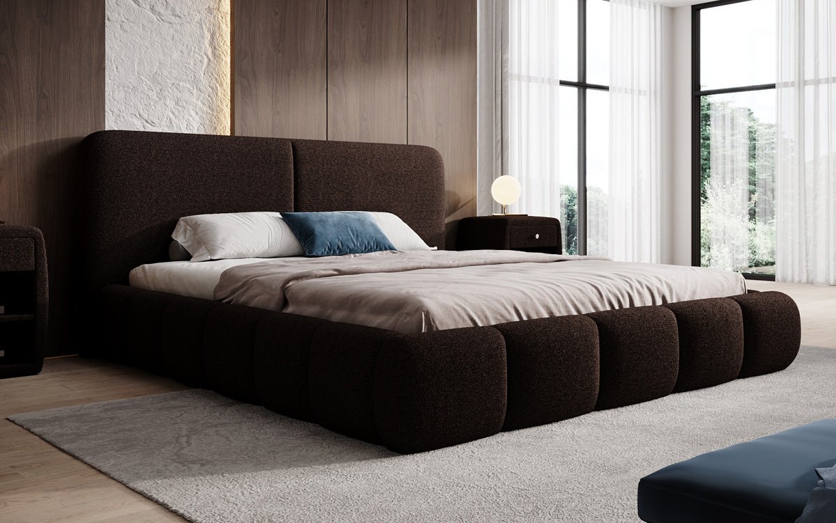 Designer-Polsterbett Lolita a Bouclé mat Stauraum