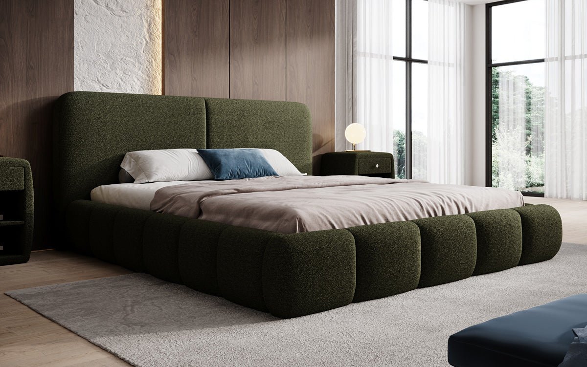 Designer-Polsterbett Lolita a Bouclé mat Stauraum