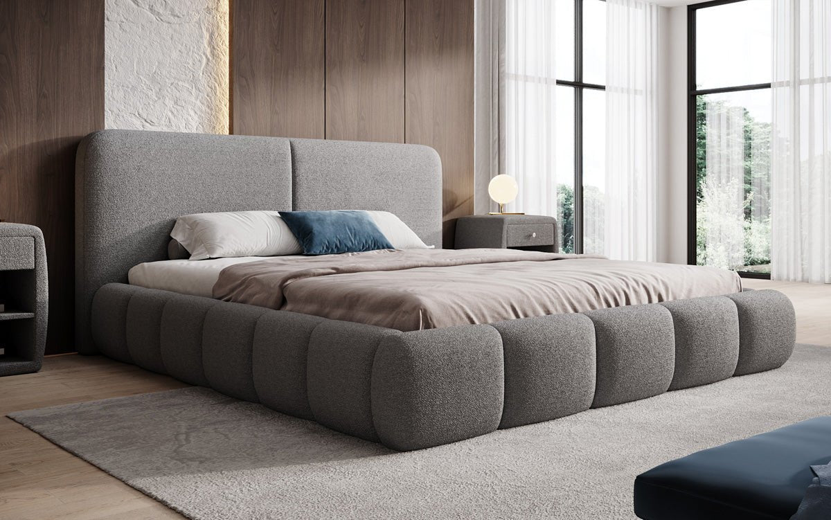 Designer-Polsterbett Lolita a Bouclé mat Stauraum