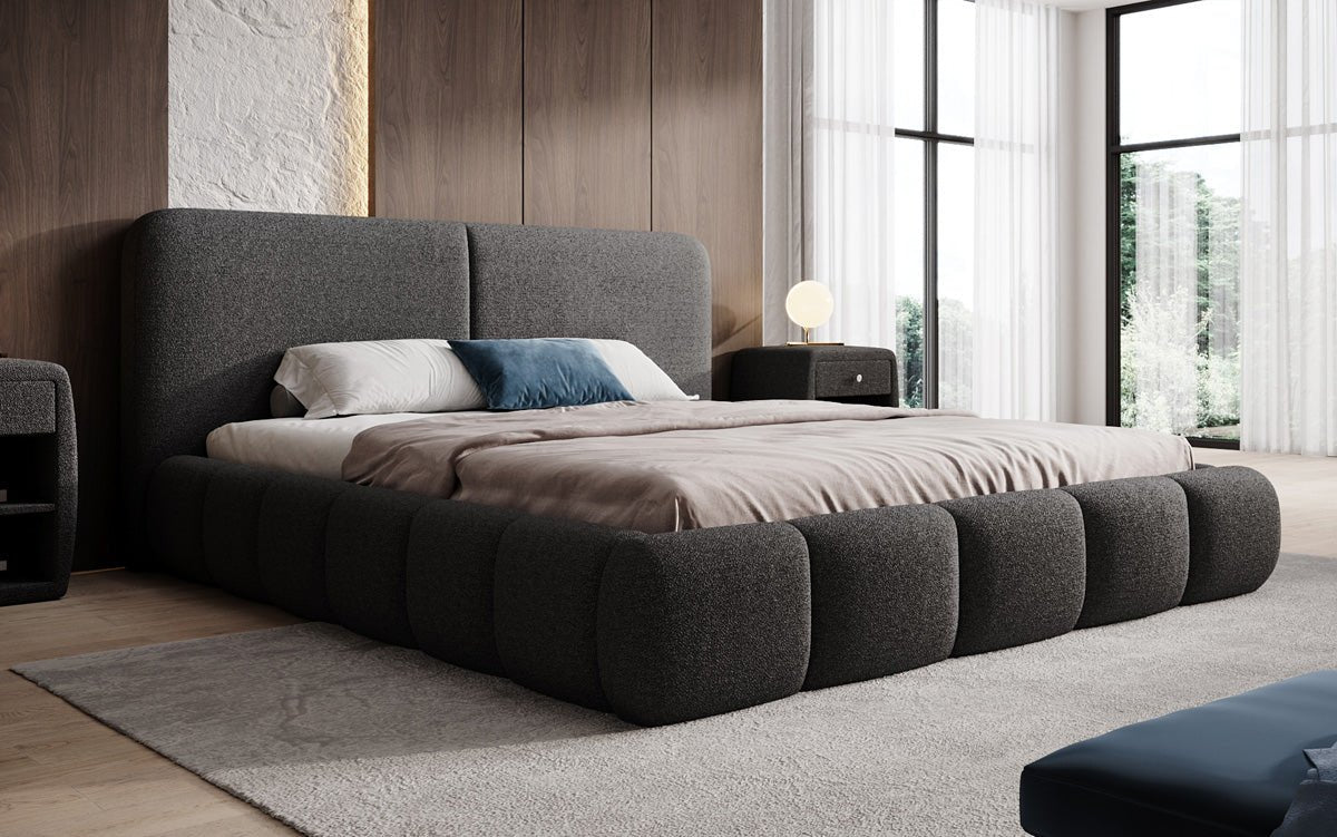 Designer-Polsterbett Lolita a Bouclé mat Stauraum