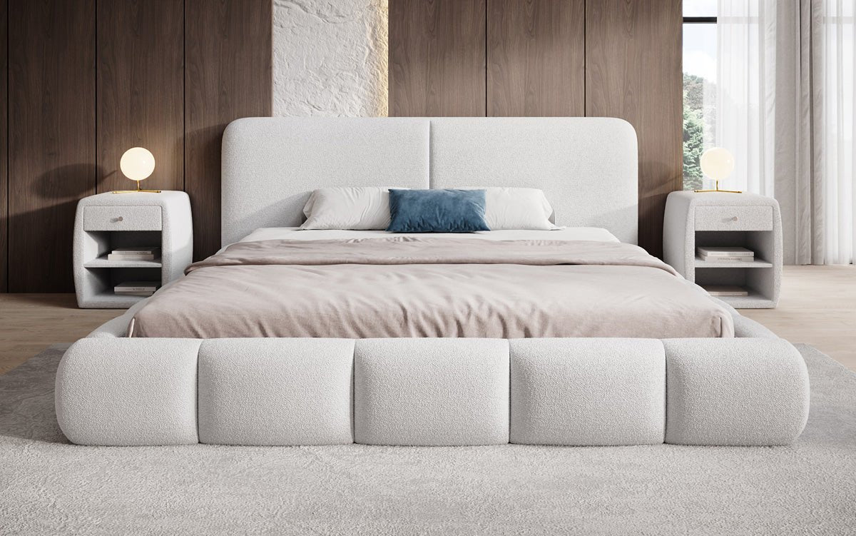 Designer-Polsterbett Lolita a Bouclé mat Stauraum