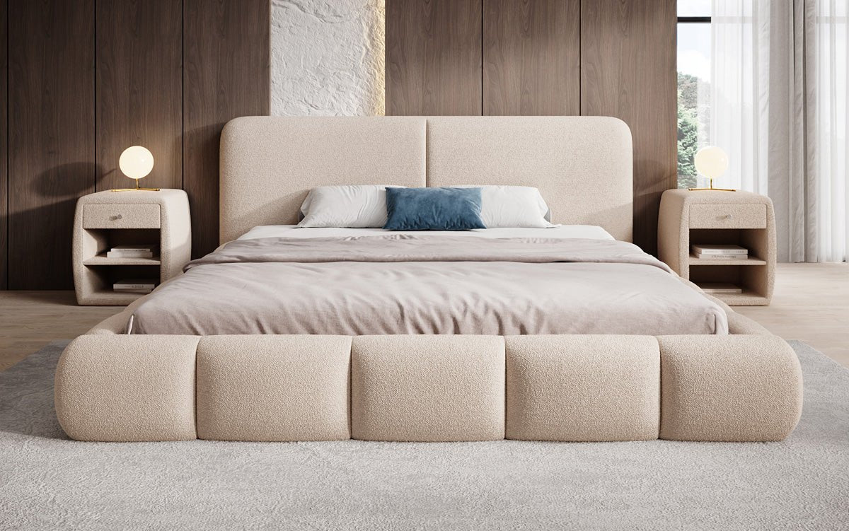 Designer-Polsterbett Lolita a Bouclé mat Stauraum