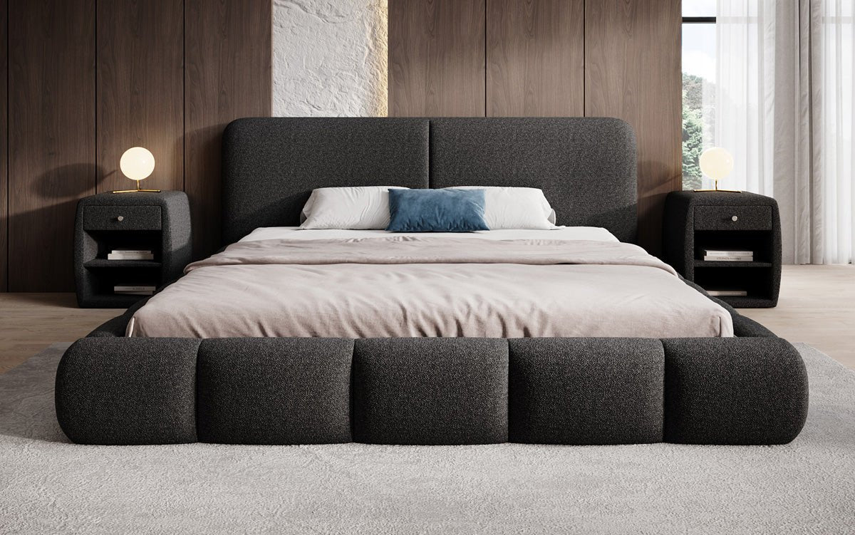 Designer-Polsterbett Lolita a Bouclé mat Stauraum