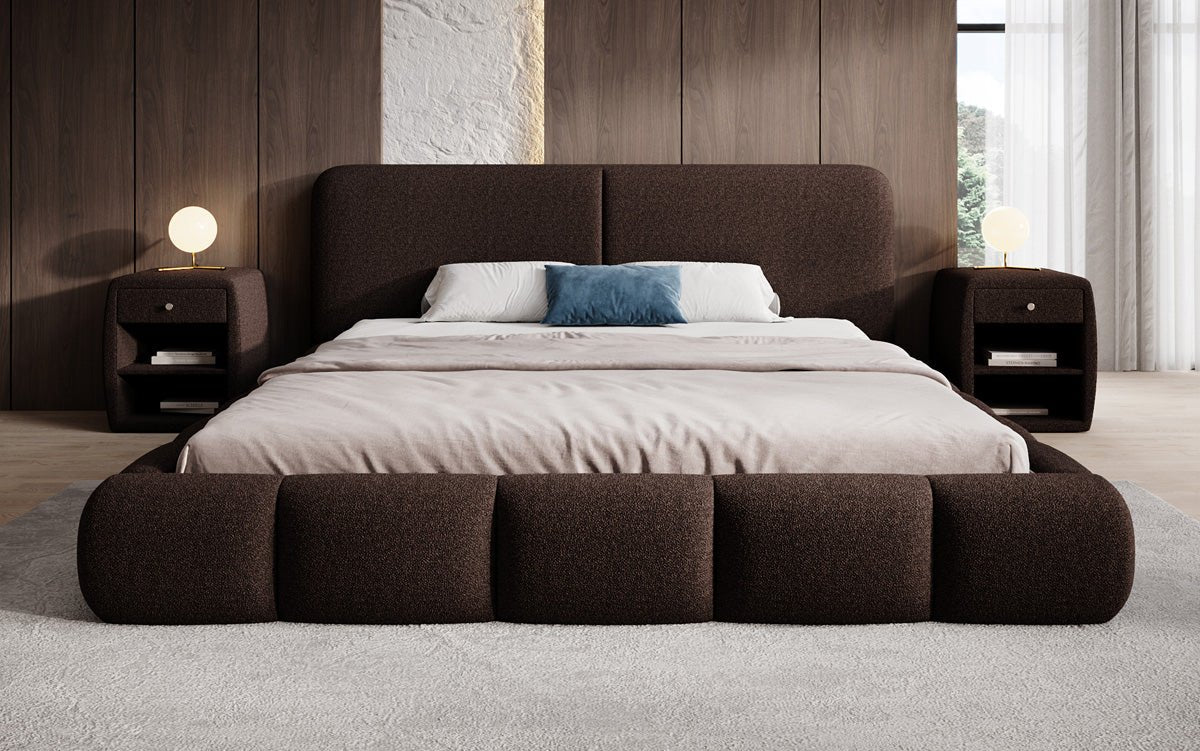 Designer-Polsterbett Lolita a Bouclé mat Stauraum