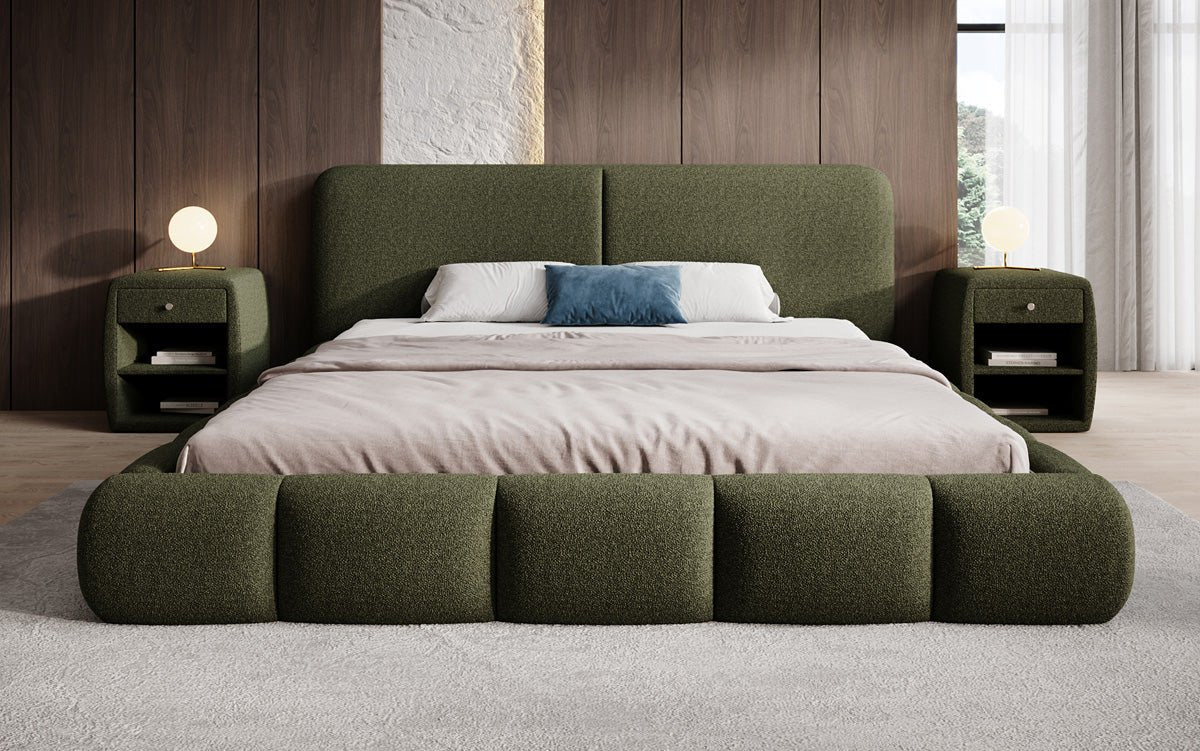 Designer-Polsterbett Lolita a Bouclé mat Stauraum