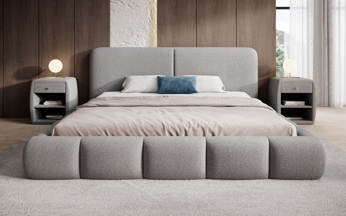 Designer-Polsterbett Lolita a Bouclé mat Stauraum