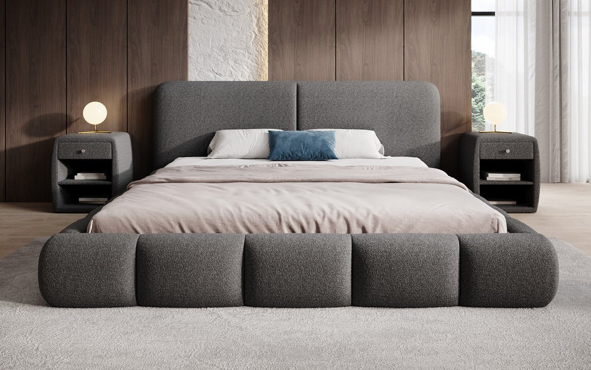 Designer-Polsterbett Lolita a Bouclé mat Stauraum