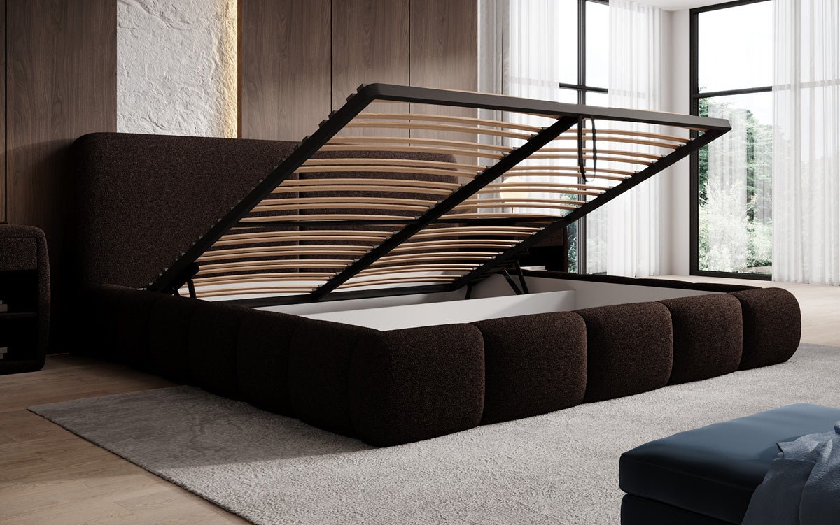 Designer-Polsterbett Lolita a Bouclé mat Stauraum