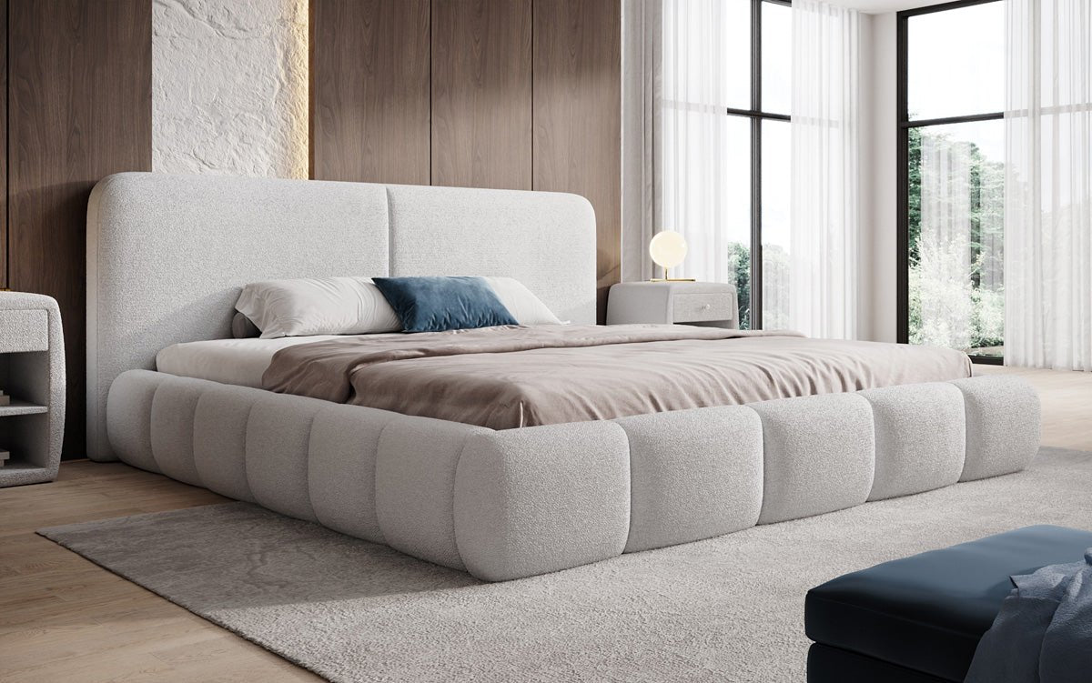 Designer-Polsterbett Lolita a Bouclé mat Stauraum