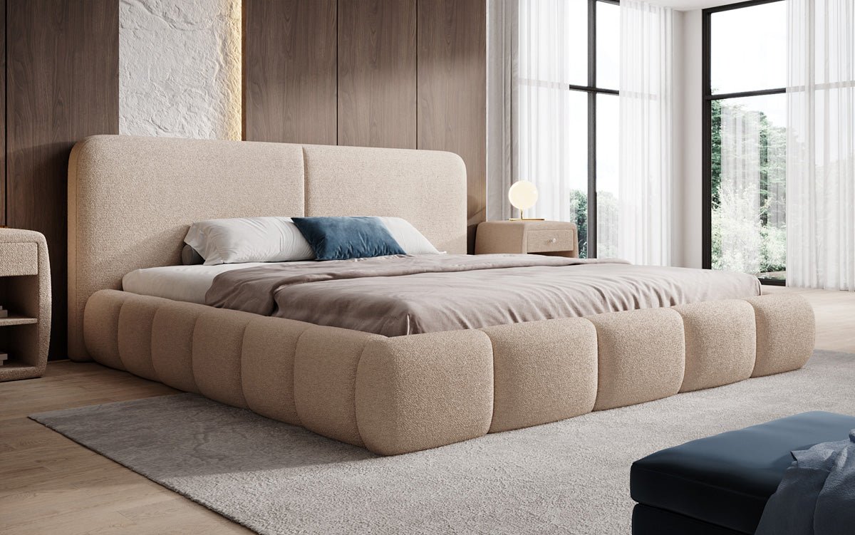 Designer-Polsterbett Lolita a Bouclé mat Stauraum