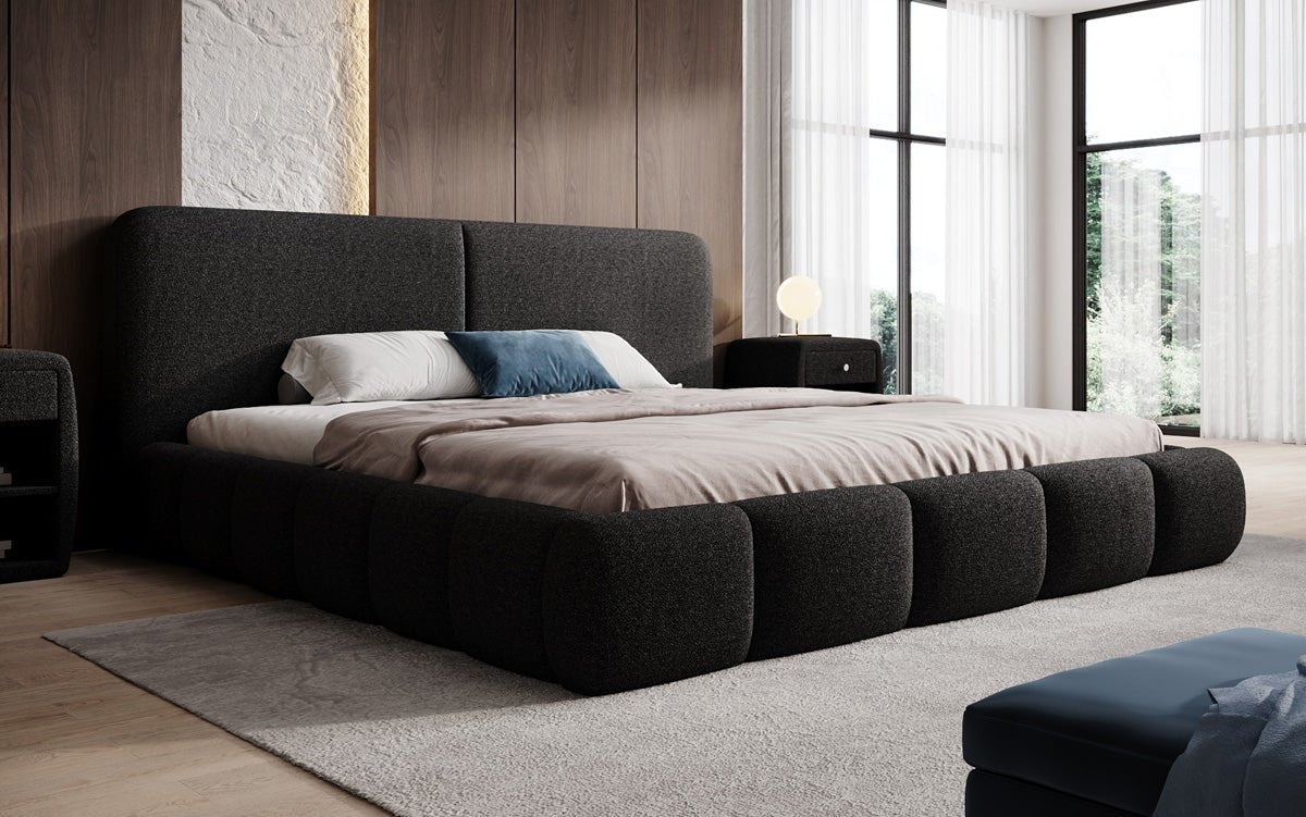 Designer-Polsterbett Lolita a Bouclé mat Stauraum