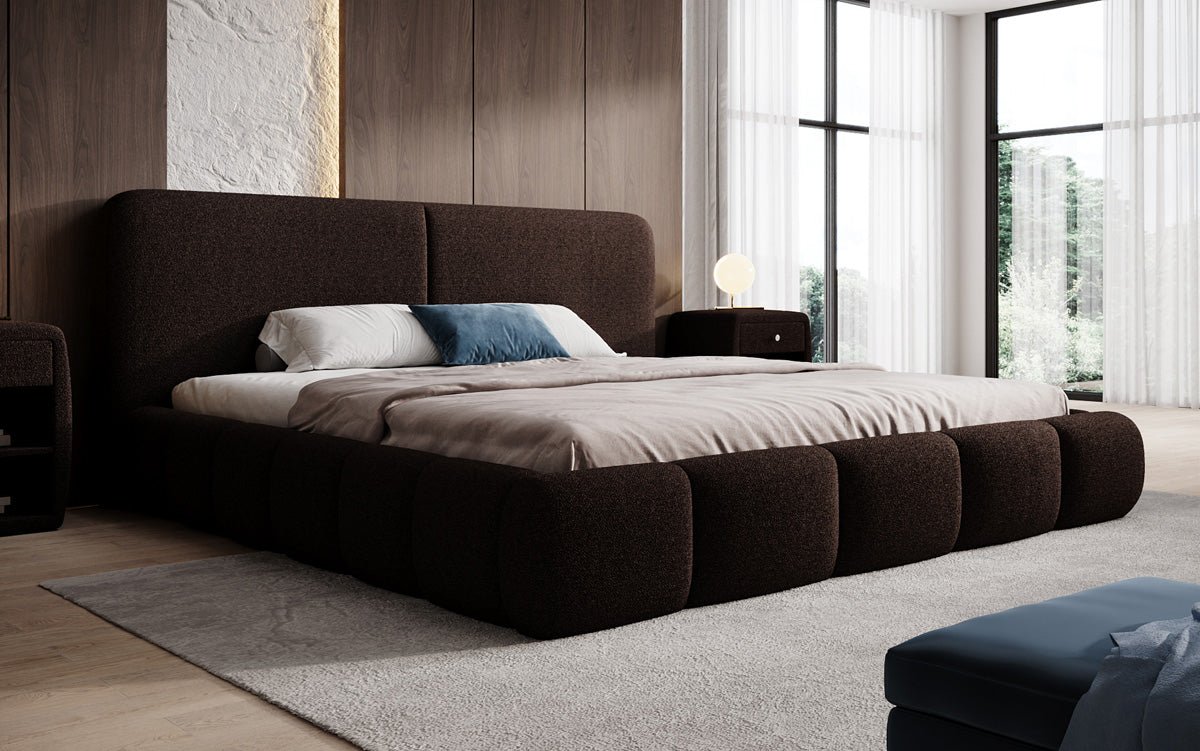 Designer-Polsterbett Lolita a Bouclé mat Stauraum