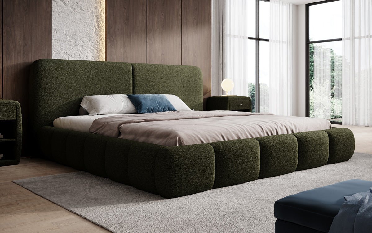 Designer-Polsterbett Lolita a Bouclé mat Stauraum