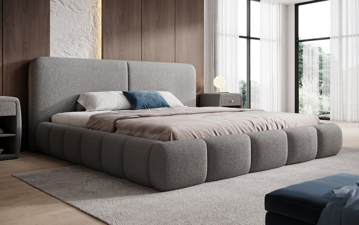 Designer-Polsterbett Lolita a Bouclé mat Stauraum