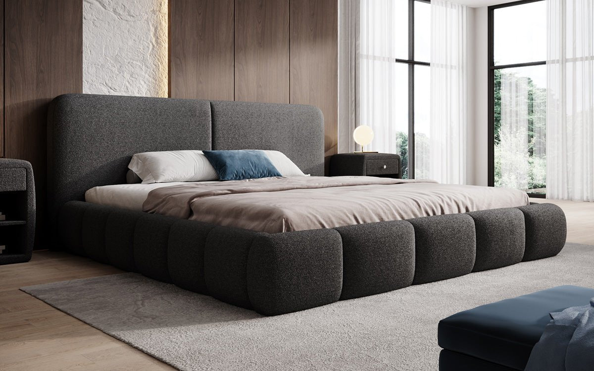 Designer-Polsterbett Lolita a Bouclé mat Stauraum