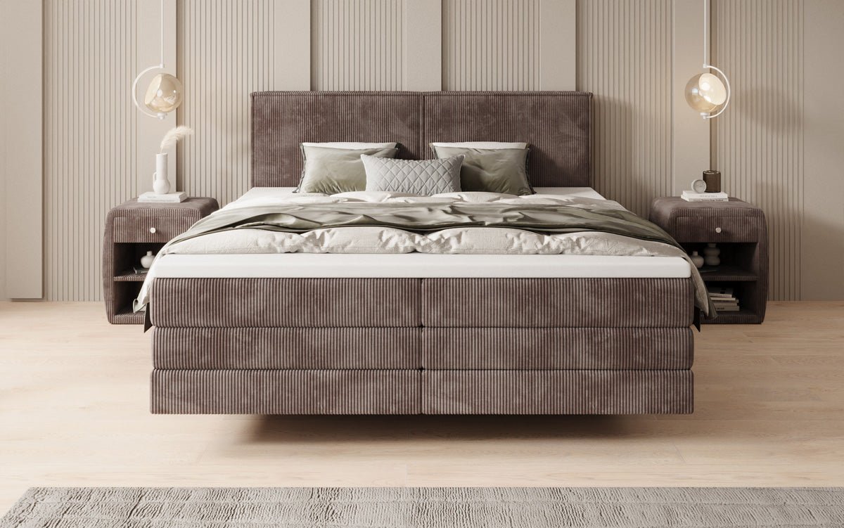 Boxspringbett Elara mit Schwebeoptik in Cord