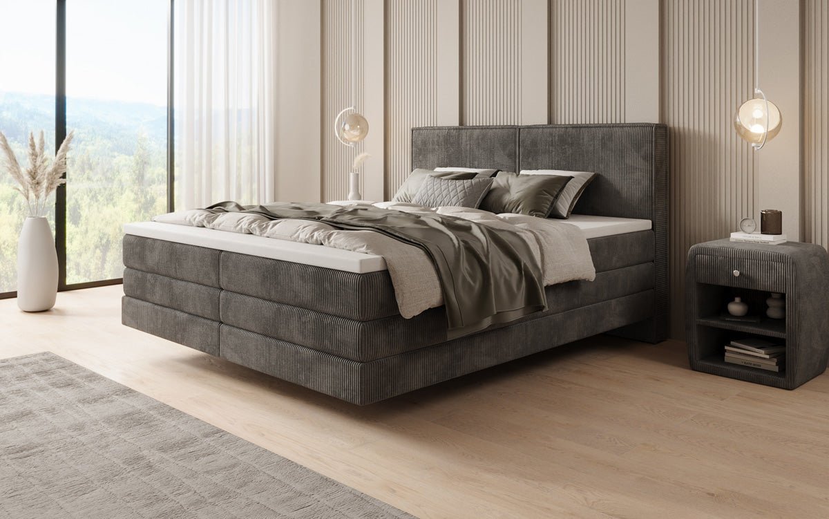 Boxspringbett Elara mit Schwebeoptik in Cord