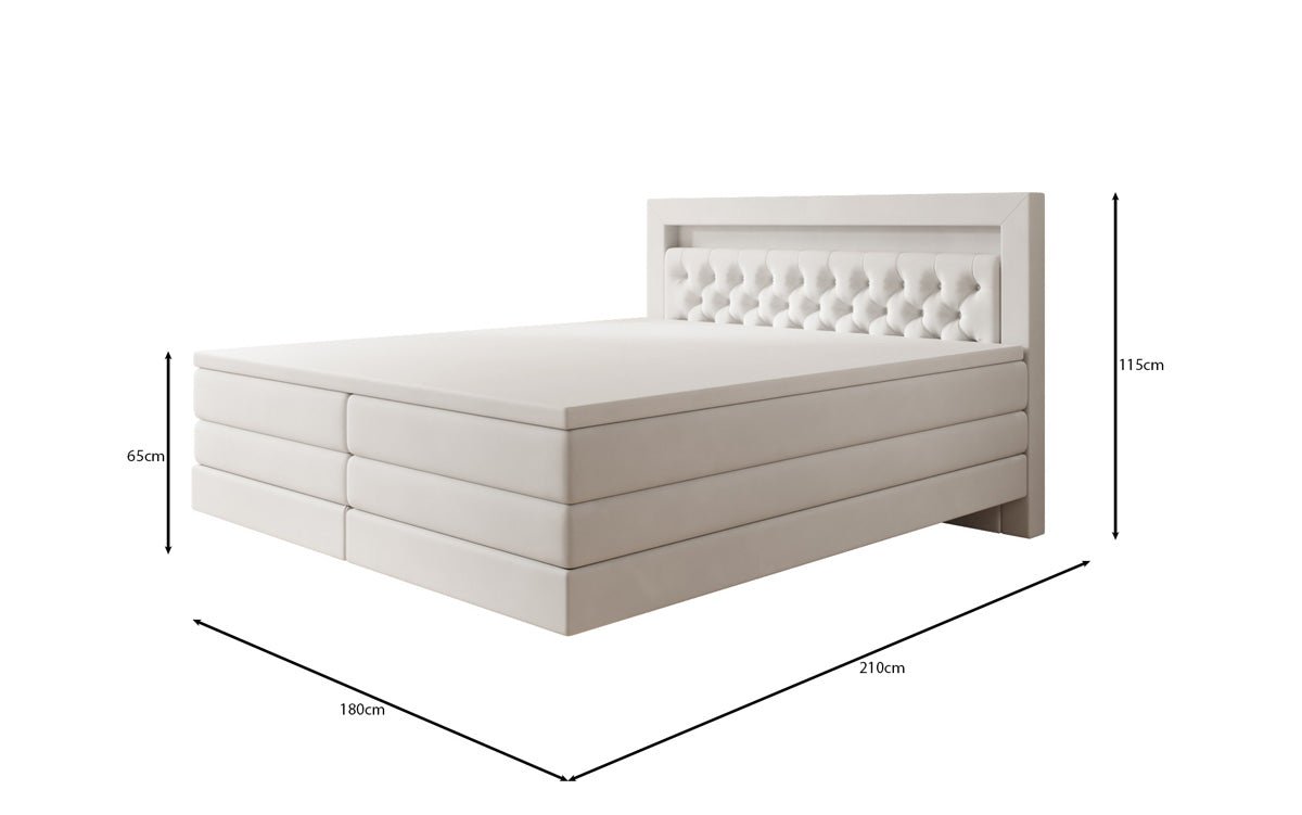 Lit boxspring Menzogna avec effet suspendu et LED en Velours