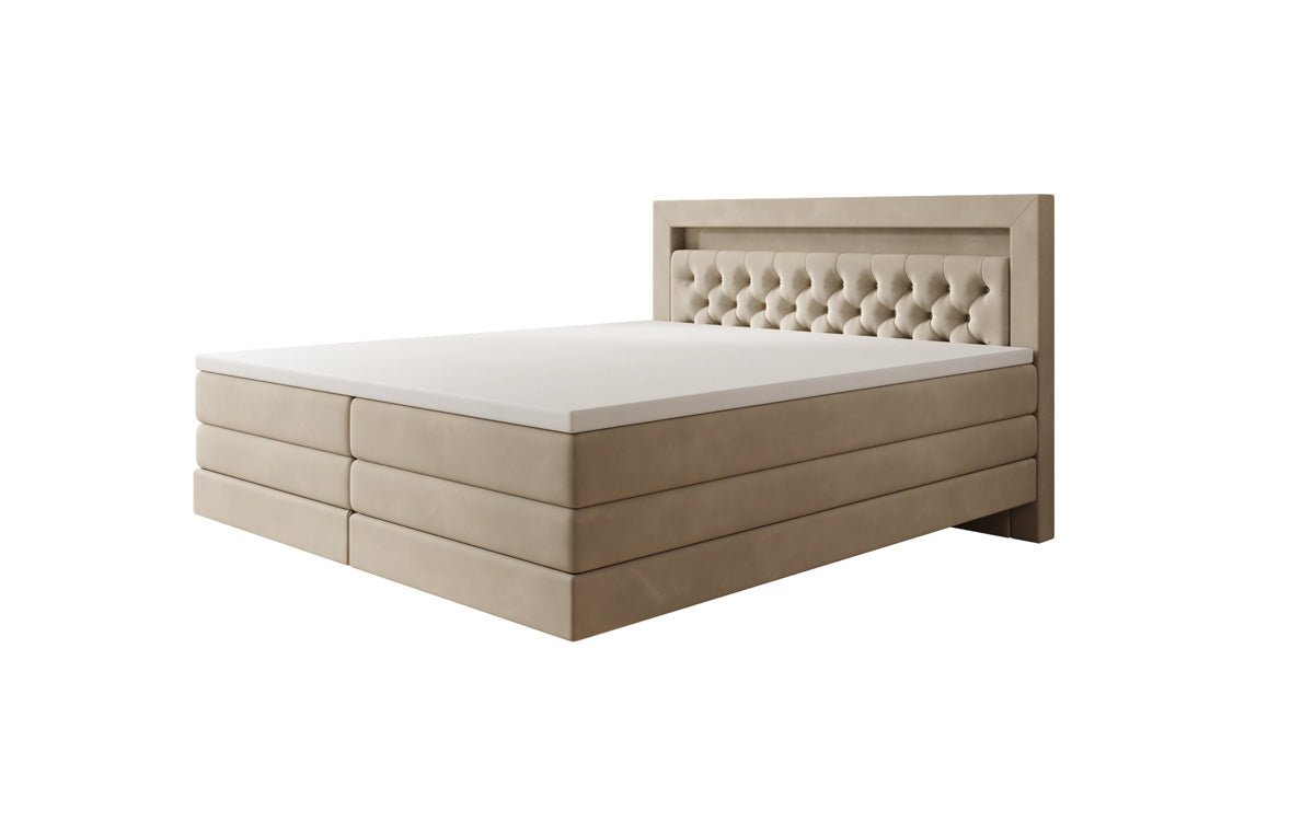 Lit boxspring Menzogna avec effet suspendu et LED en Velours