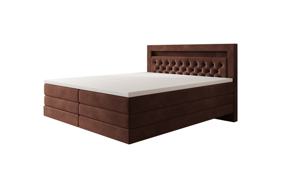 Lit boxspring Menzogna avec effet suspendu et LED en Velours