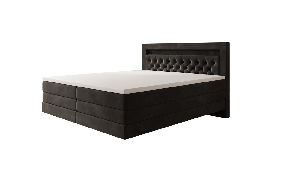 Lit boxspring Menzogna avec effet suspendu et LED en Velours