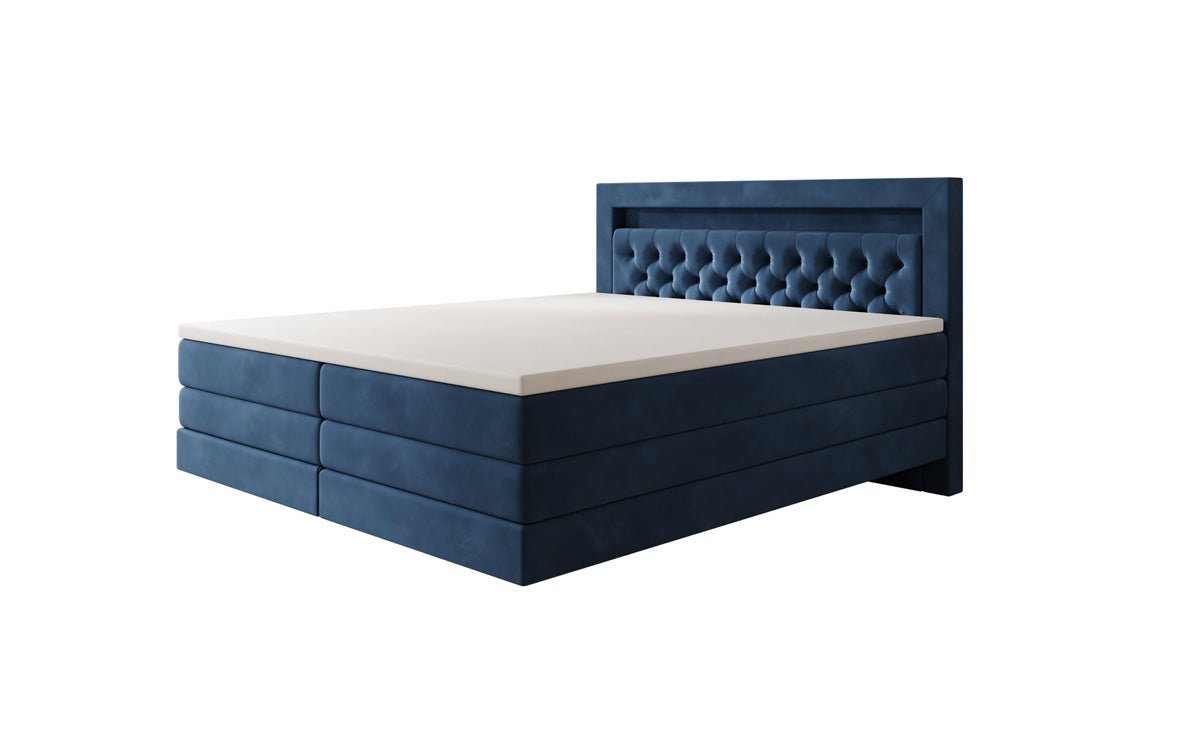 Lit boxspring Menzogna avec effet suspendu et LED en Velours