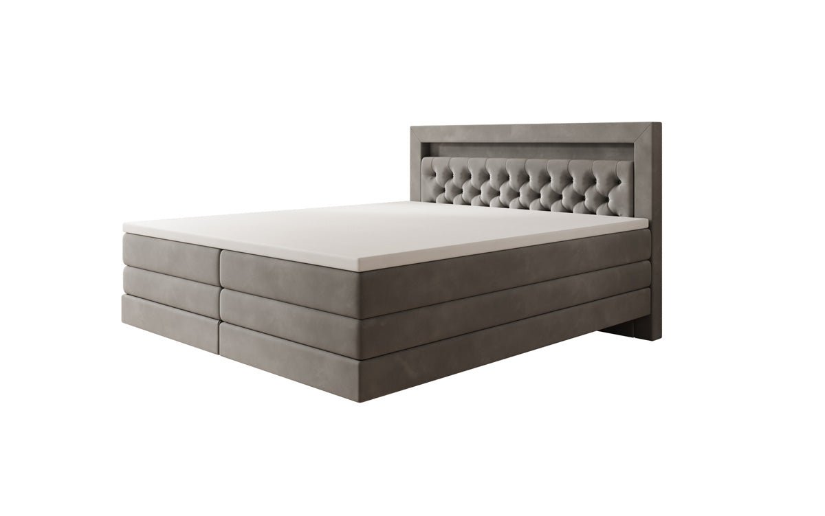 Lit boxspring Menzogna avec effet suspendu et LED en Velours