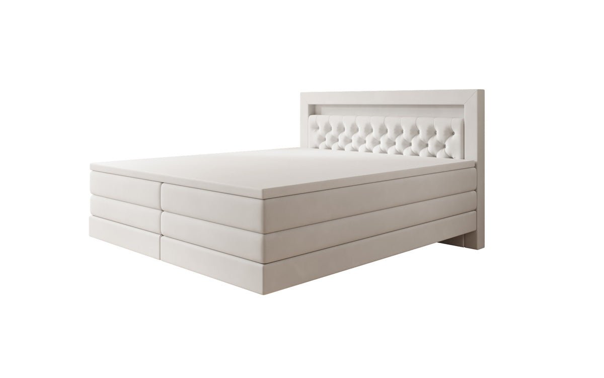 Lit boxspring Menzogna avec effet suspendu et LED en Velours