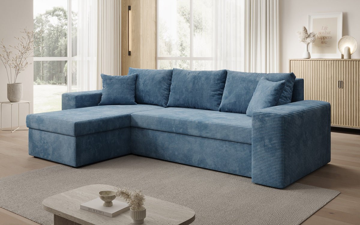 Canapé designer Denver Côtelé avec fonction couchage et rabattable
