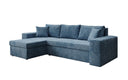 Designer corner sofa Denver Corduroy with sleeper and fold-out function