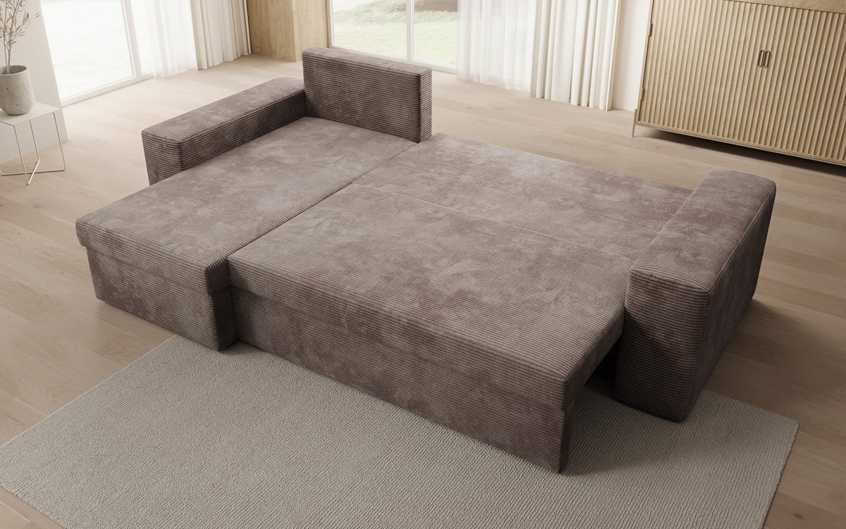 Canapé designer Denver Côtelé avec fonction couchage et rabattable