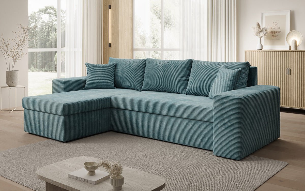 Canapé designer Denver Côtelé avec fonction couchage et rabattable