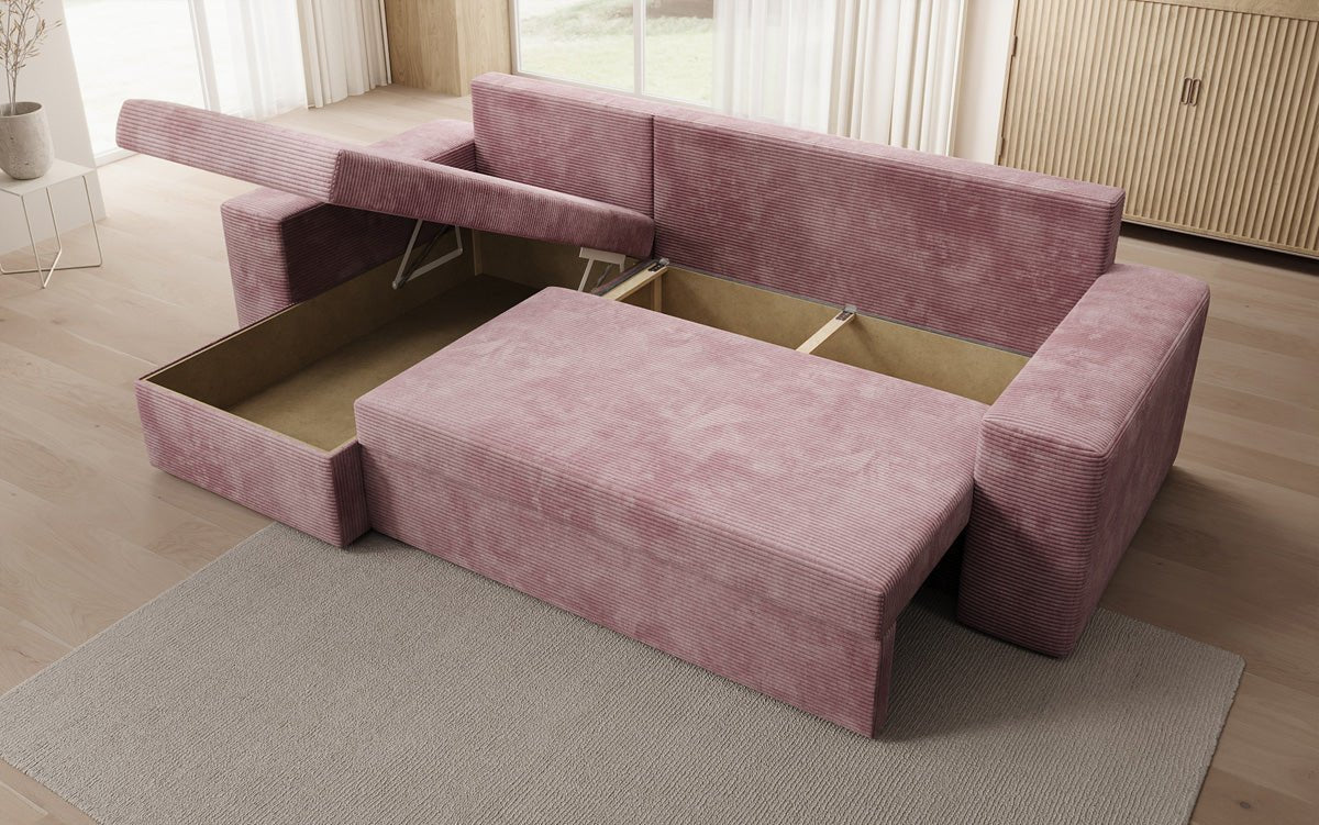 Canapé designer Denver Côtelé avec fonction couchage et rabattable