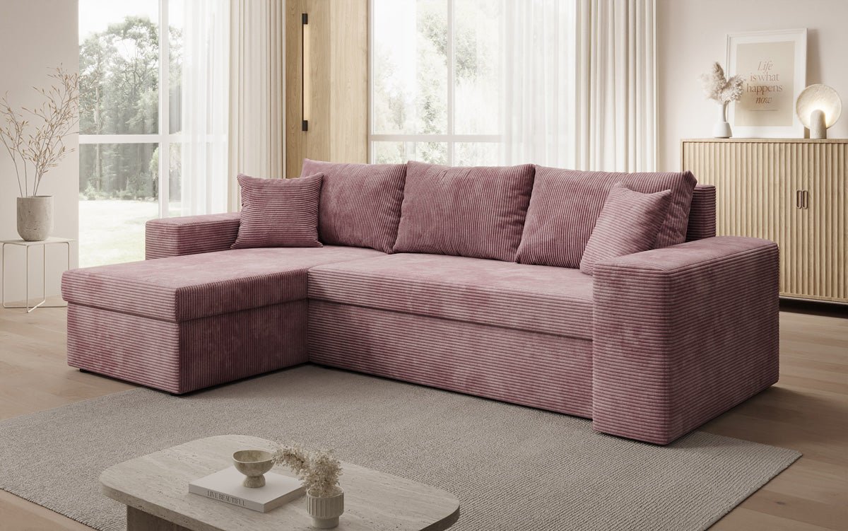Canapé designer Denver Côtelé avec fonction couchage et rabattable