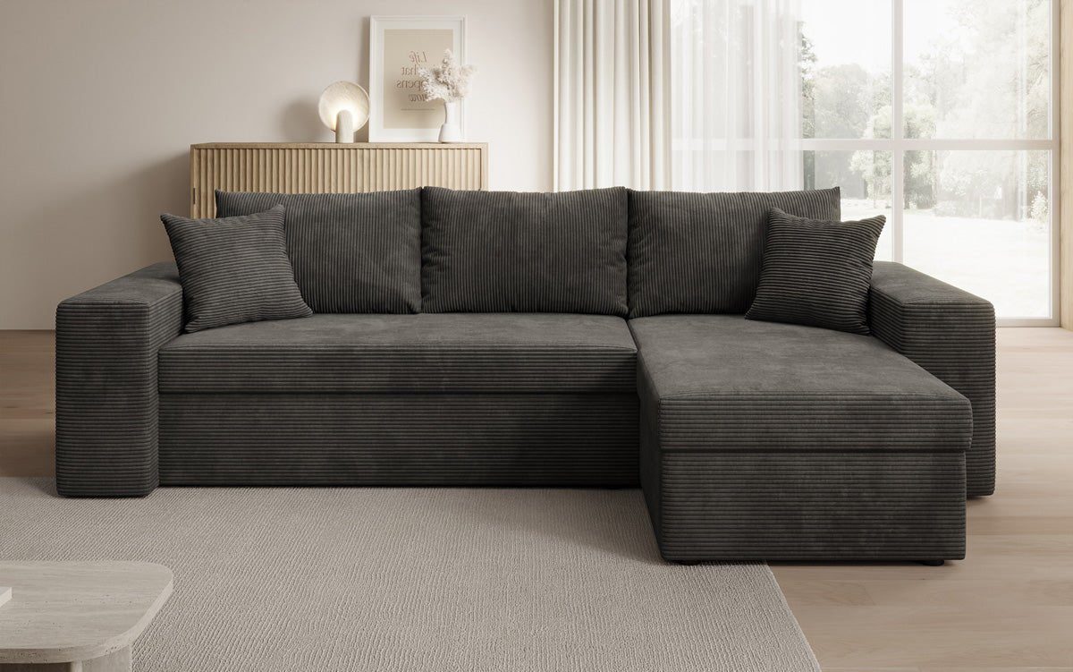 Canapé designer Denver Côtelé avec fonction couchage et rabattable