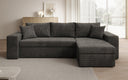 Designer corner sofa Denver Corduroy with sleeper and fold-out function