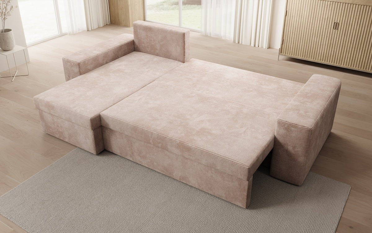 Canapé designer Denver Côtelé avec fonction couchage et rabattable