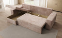 Designer corner sofa Denver Corduroy with sleeper and fold-out function